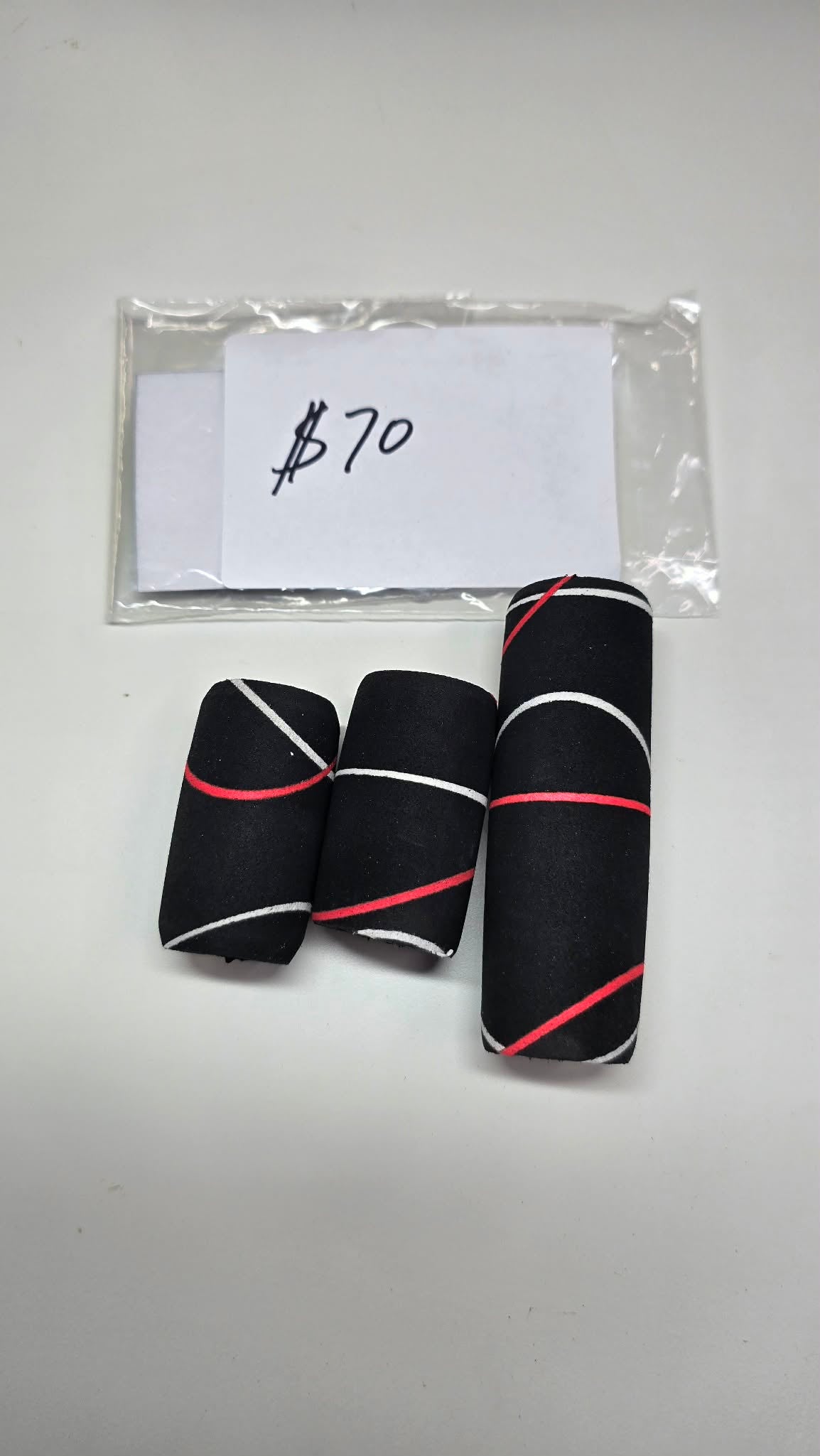 custom black white red split grip