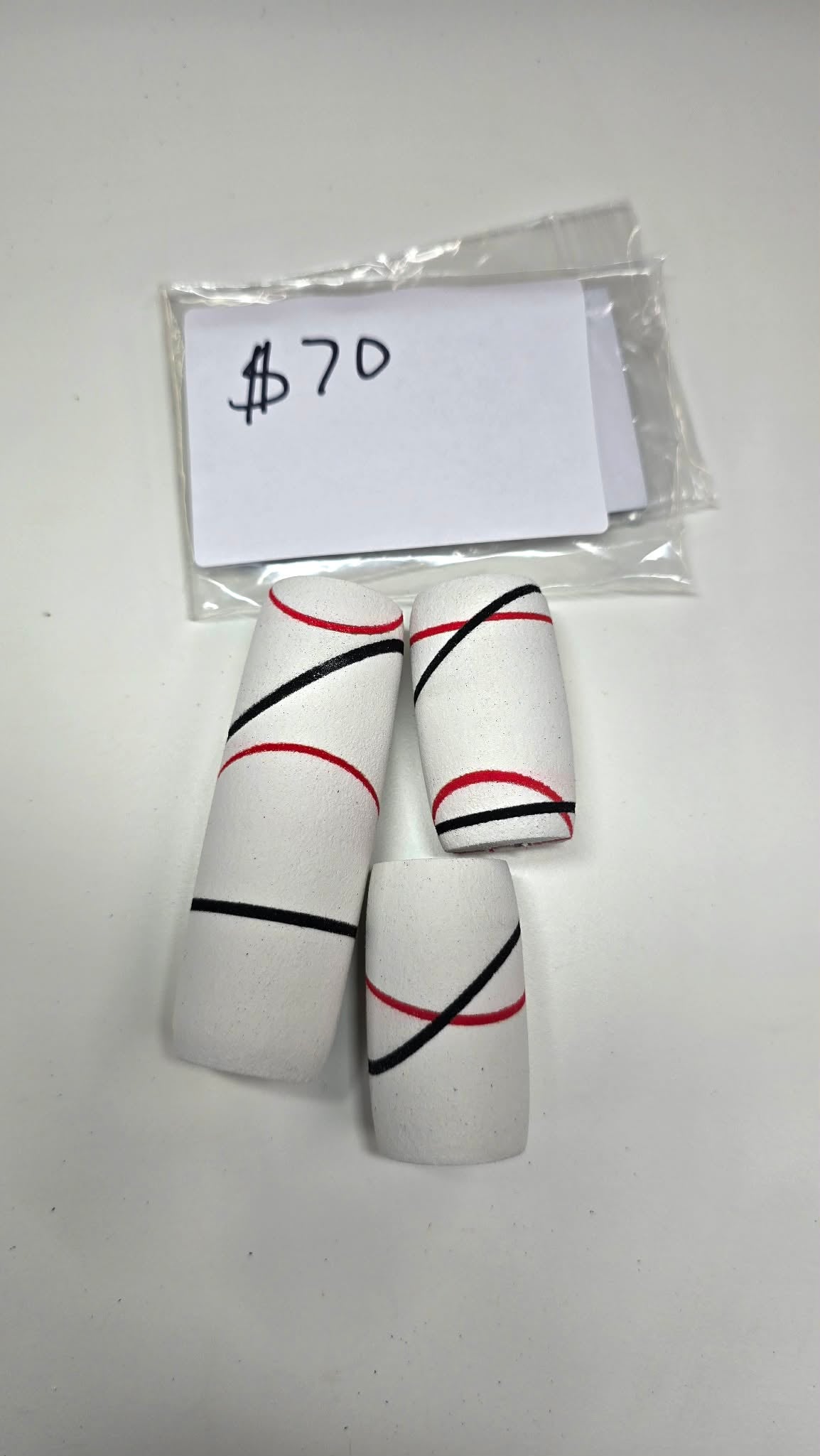 Custom White red and black split grip set