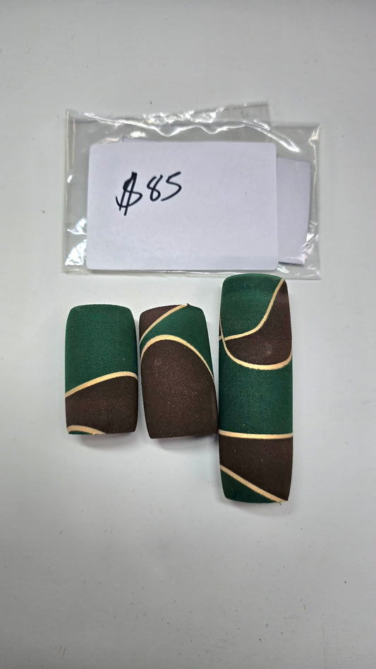 Custom Green Brown and Tan split grip set