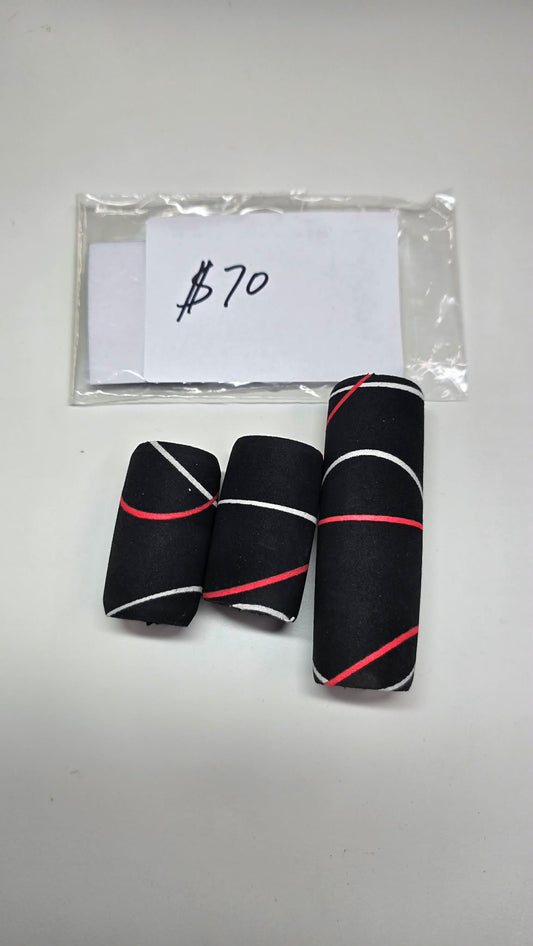 custom black white red split grip