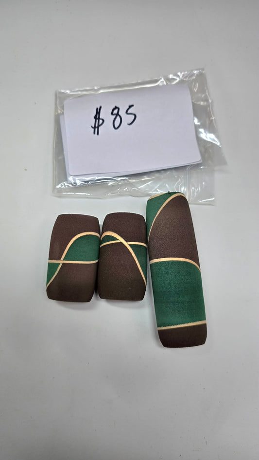 Custom Green Brown and tan split grip set